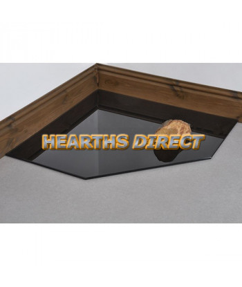 Clipped Corner Painted Square Glass Hearth