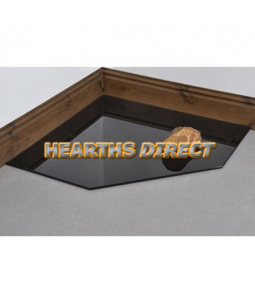 Clipped Corner Painted Square Glass Hearth